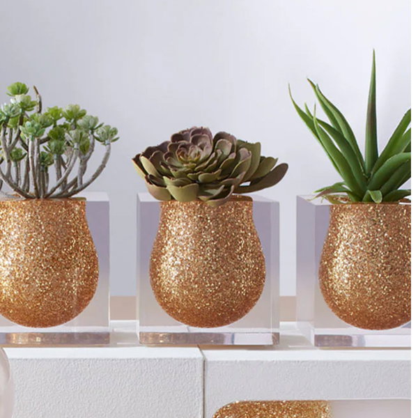 Bel Air Mini Scoop Vase - Gold Glitter
