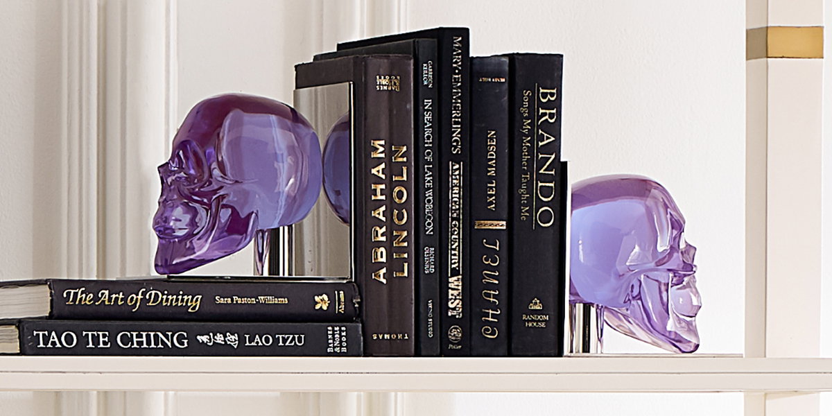 Skull Bookends - Purple 