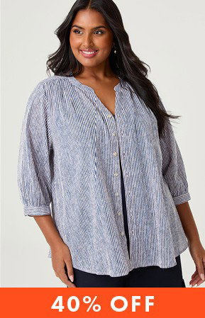 Cotton Stripe Button Top