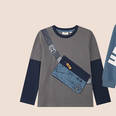Produktansicht: Jungen-Sweatshirt mit Umhängetasche-Motiv.