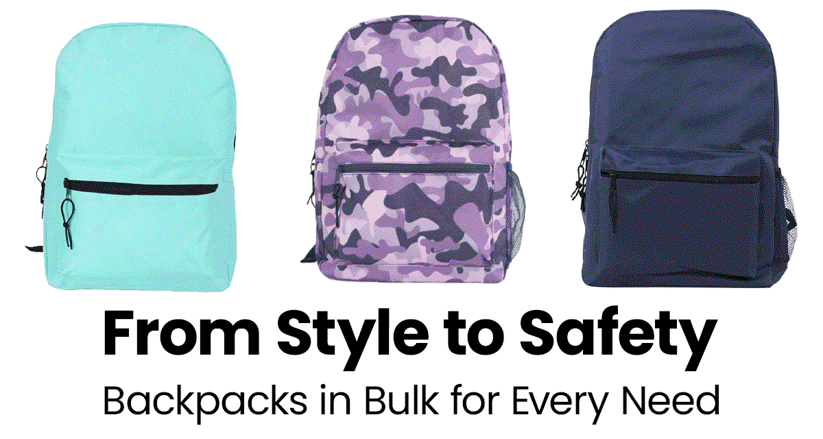 From style to safety. Backpacks in bulk for every need.