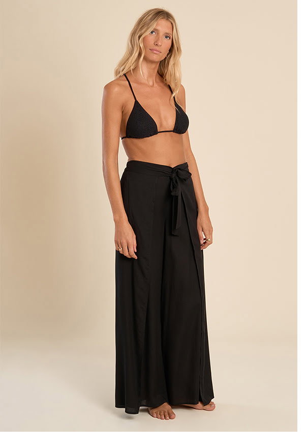 Pantalon large ceinture à nouer