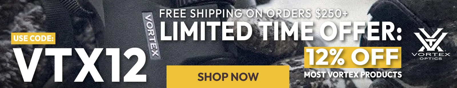 Use code VTX12 for 12% OFF most vortex products