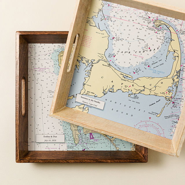 Personalized Nautical Map Serving Tray
