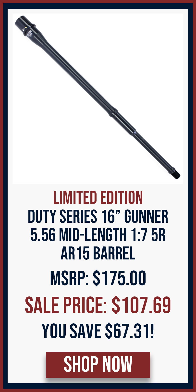 Limited Edition: Faxon 16 Gunner, 5.56 NATO, Mid-Length, 1:7, 5R, 4150 QPQ