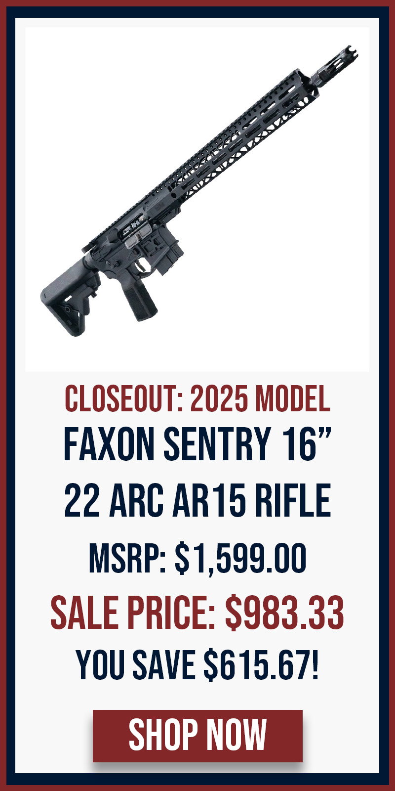 CLOSEOUT: Faxon Sentry Ultralight 16 22 ARC Modern Sporting Rifle