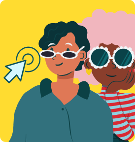 Illustration of two people wearing sunglasses