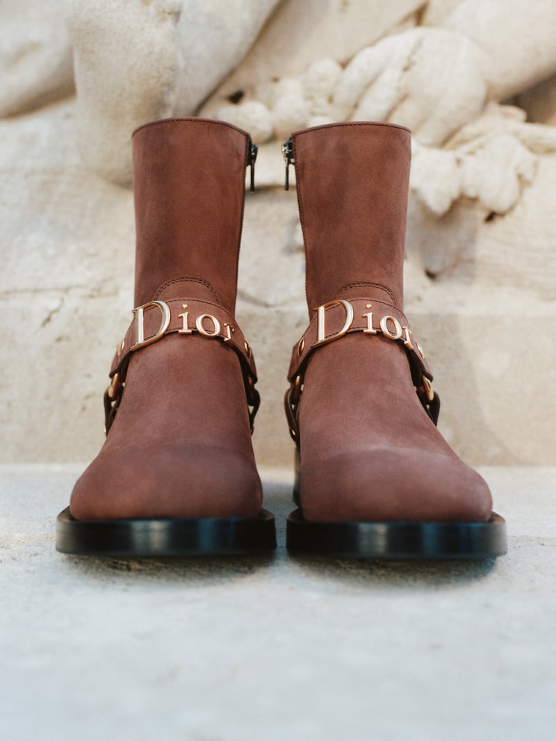 Dior Bolt Ankle Boot, Cognac Brown Suede Calfskin