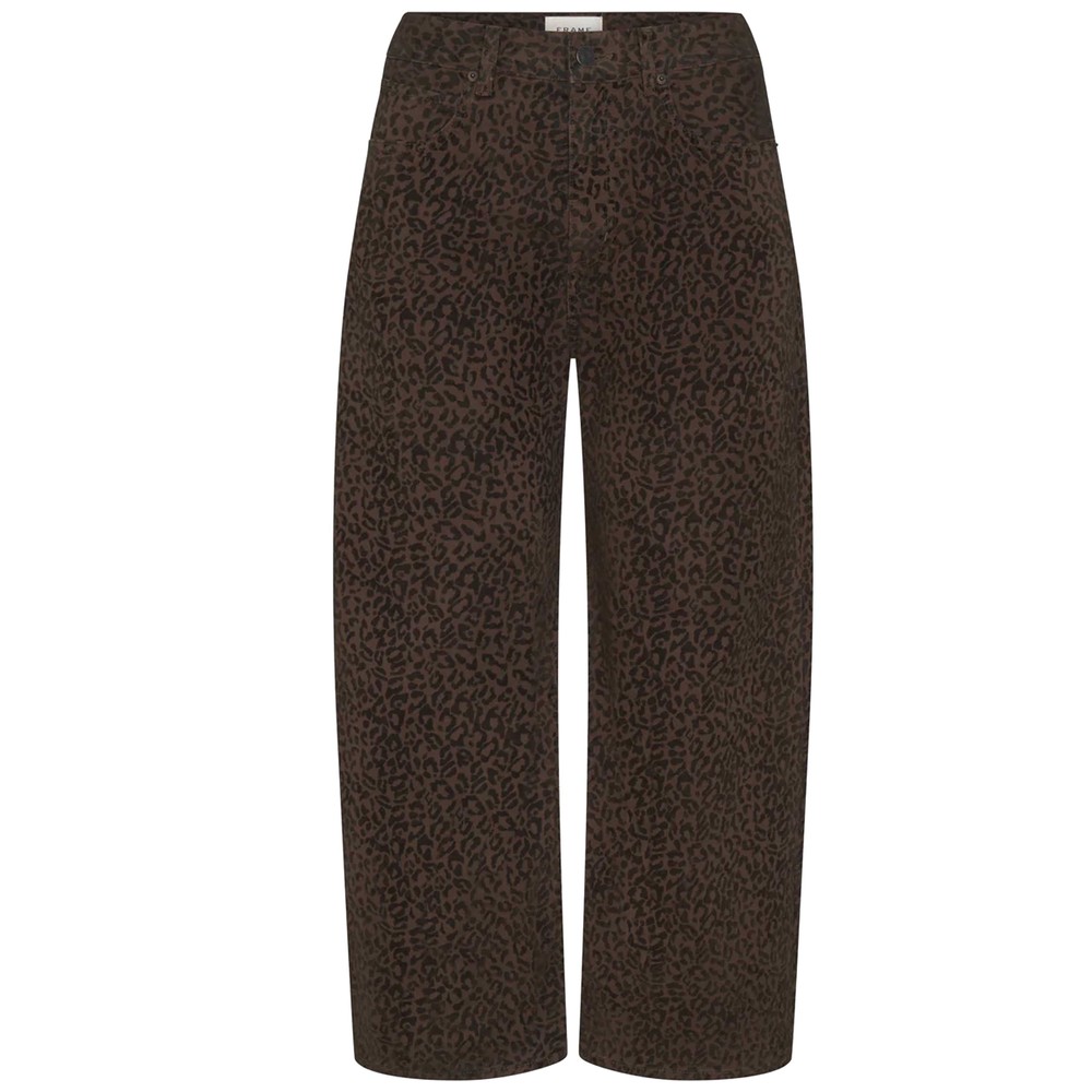 Image of The Bow Crop Flocked Barrel Jeans - Sandcat