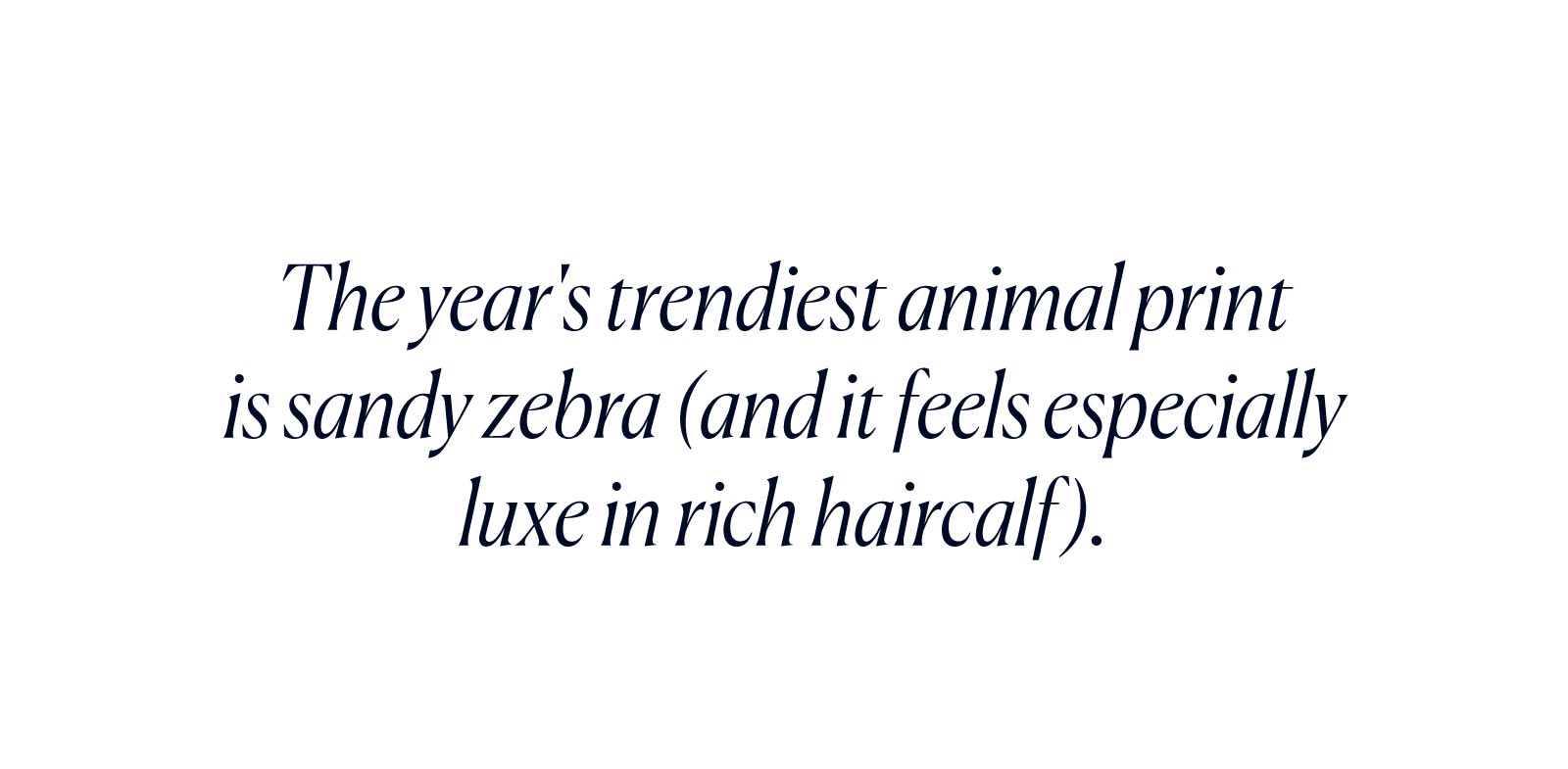 The year's trendiest animal print is sandy zebra (and it feels especially luxe in rich haircalf).
