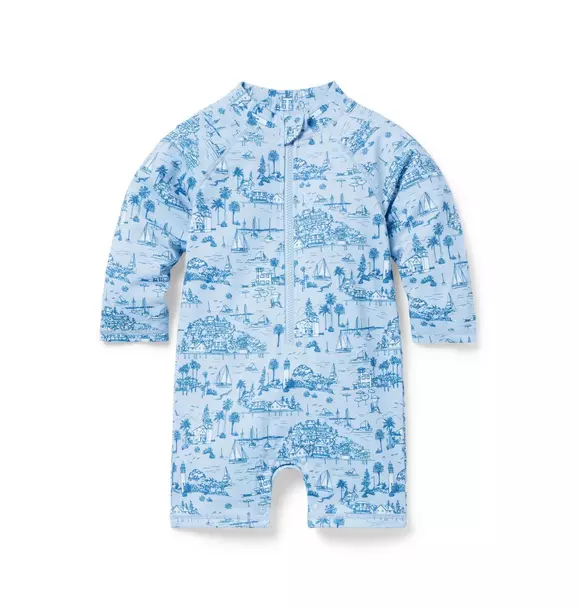 Baby Island Toile Rash Guard Swimsuit