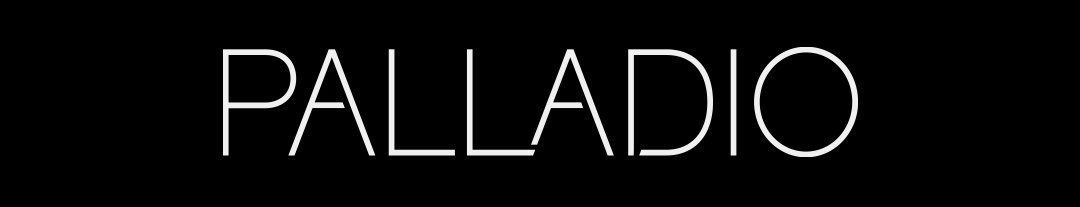 Palladio logo in white with black background