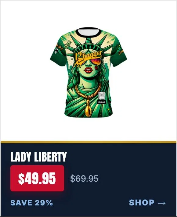 12Bagger Lady Liberty CoolWick bowling jersey