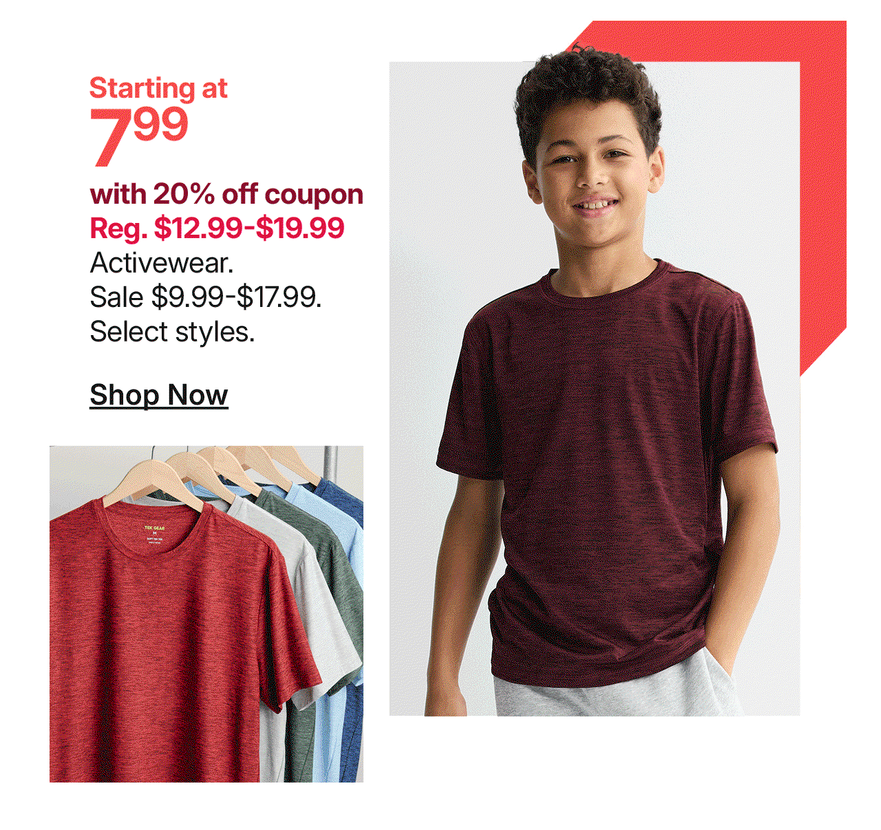 starting at $7.99 activewear