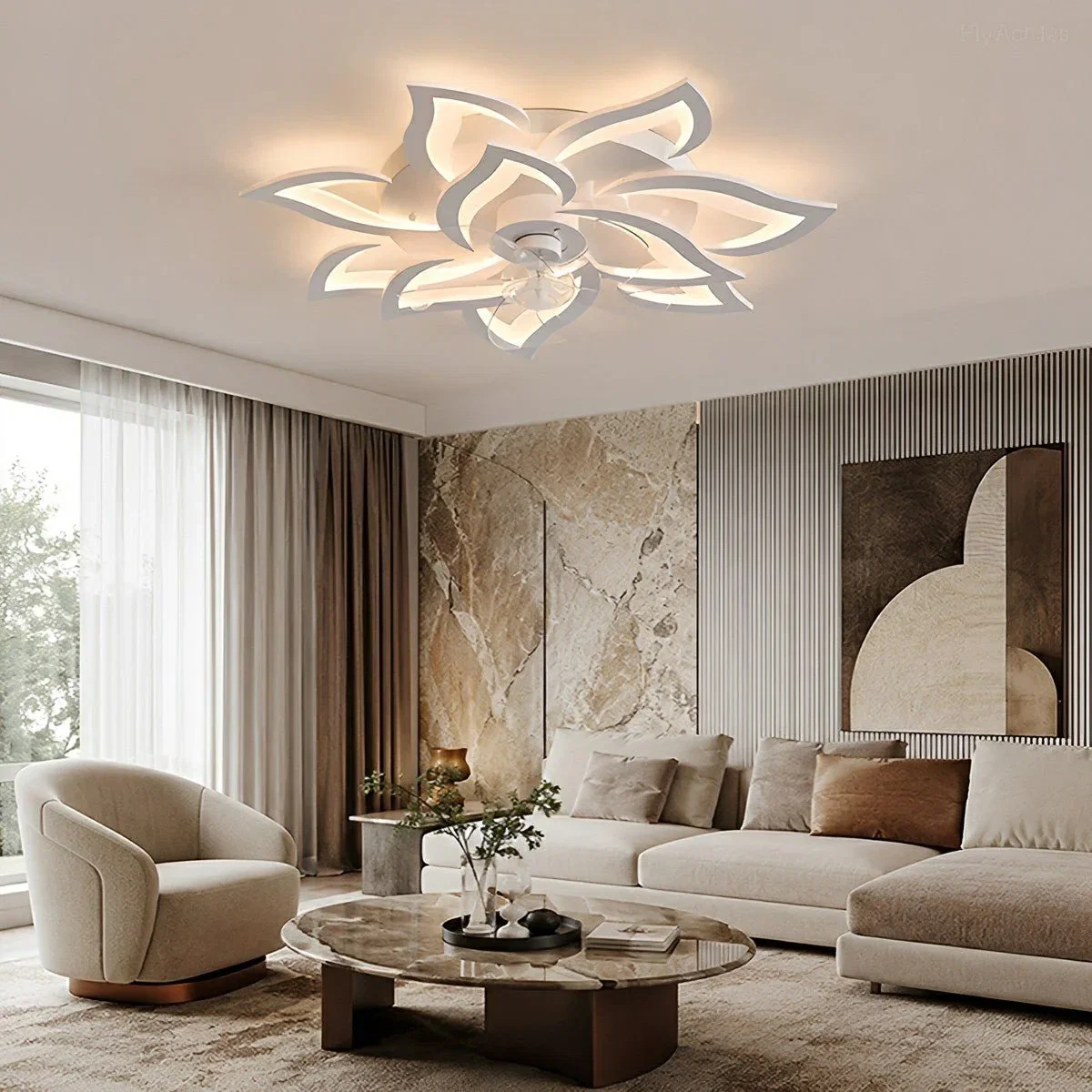 Image of Creative Floral Shaped DC Motor LED Ceiling Fan Lights