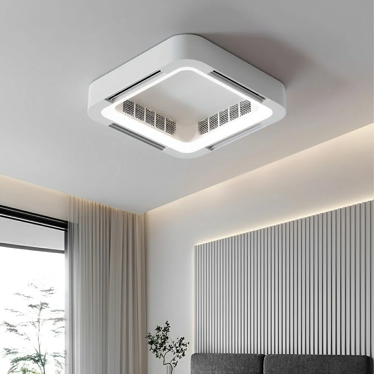 Image of Modern Minimalist Mainless Lighting LED Bladeless Ceiling Fan Light