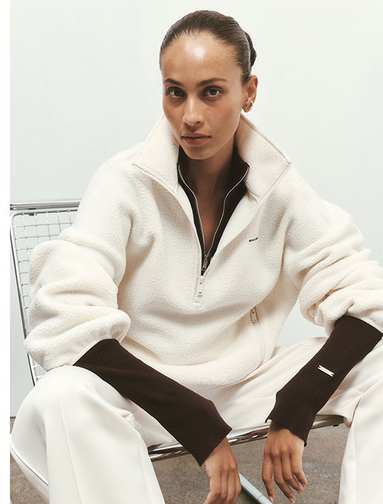 rotate quarter zip in whisper white