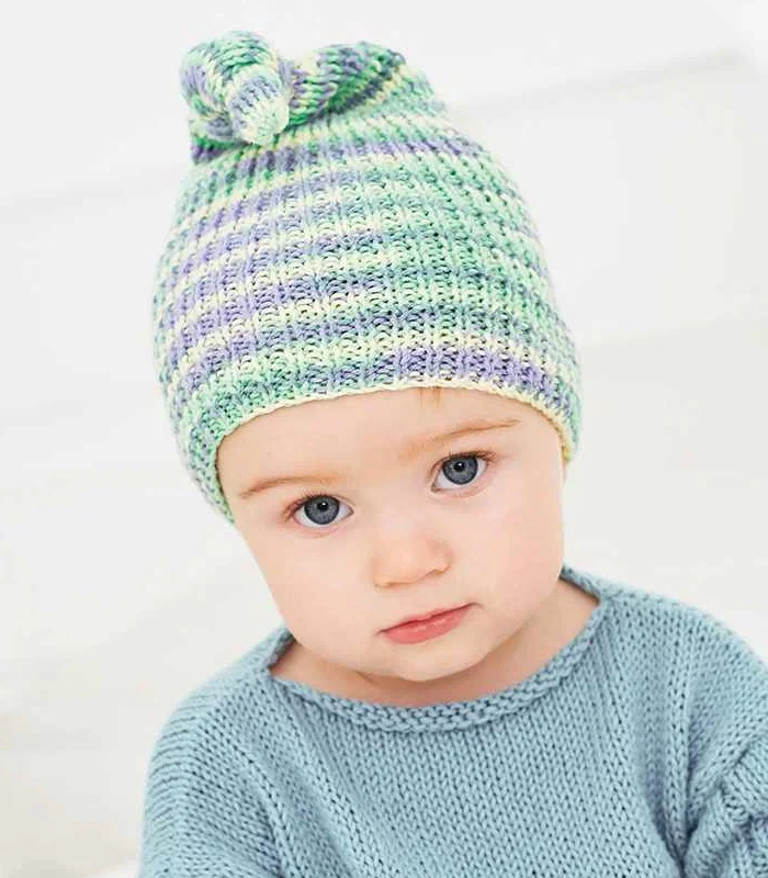 Strickanleitung Mützeaus Baby Cotton Soft Print dk