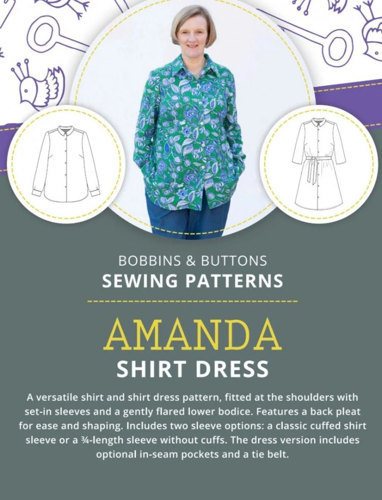 Bobbins and Buttons Sewing Pattern Amanda Shirt & Shirtdress