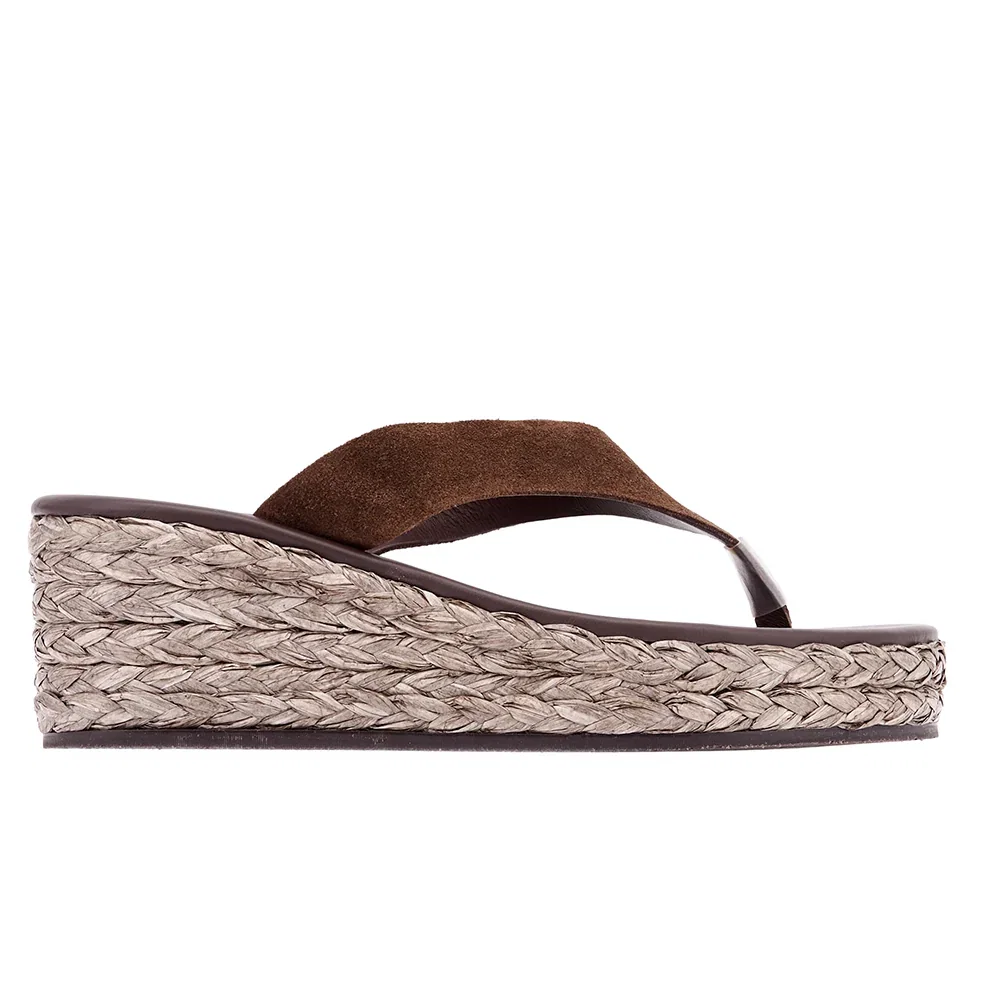 Image of Charys Low Wedge Dark Brown/Brown