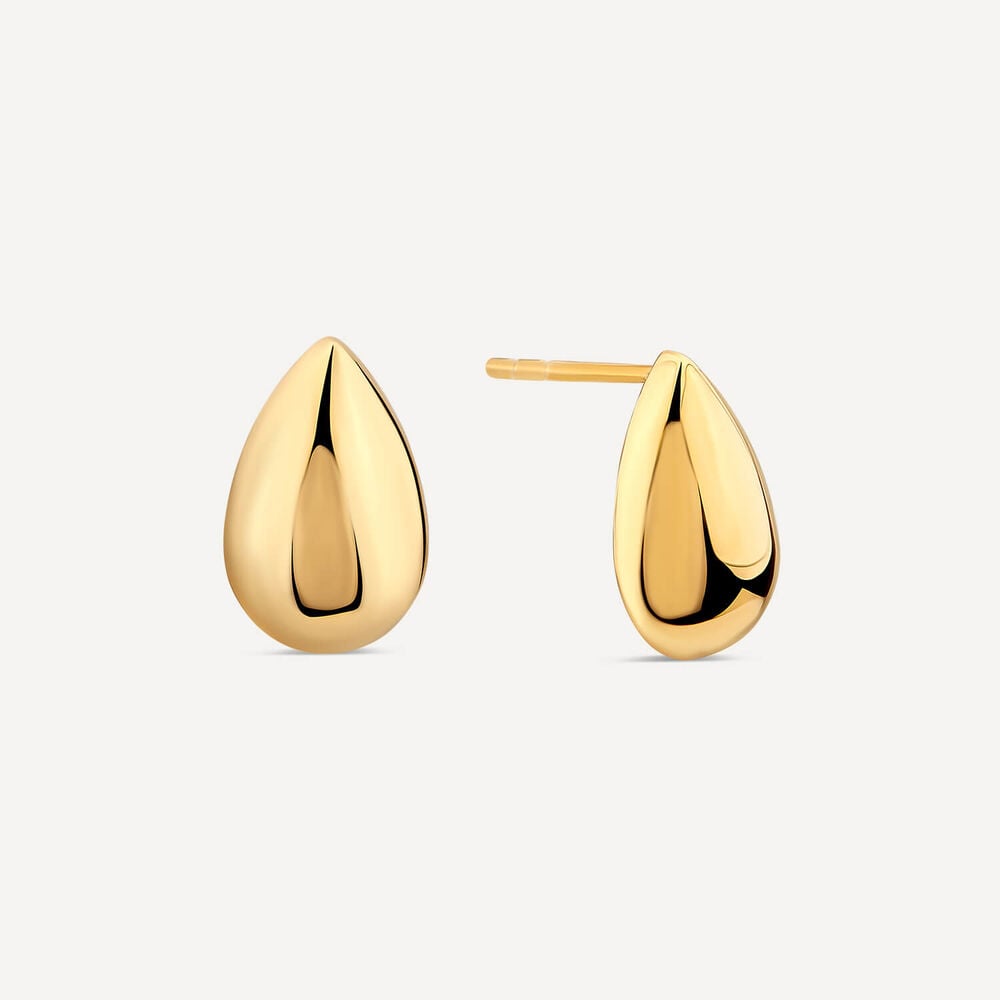 9ct Yellow Gold Polished Tear Stud Earrings 