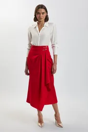 Petite Tailored Wrap Trim Maxi Skirt