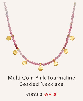 Multi Coin Pink Tourmaline Beaded Necklace
