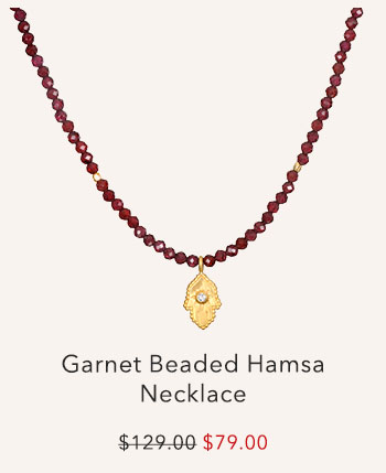 Garnet Beaded Hamsa Necklace