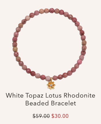 White Topaz Lotus Rhodonite Beaded Bracelet