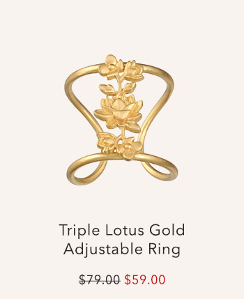 Triple Lotus Gold Adjustable Ring