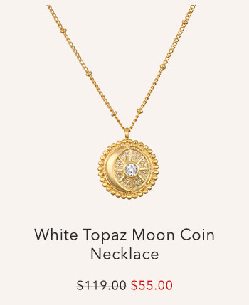 White Topaz Moon Coin Necklace