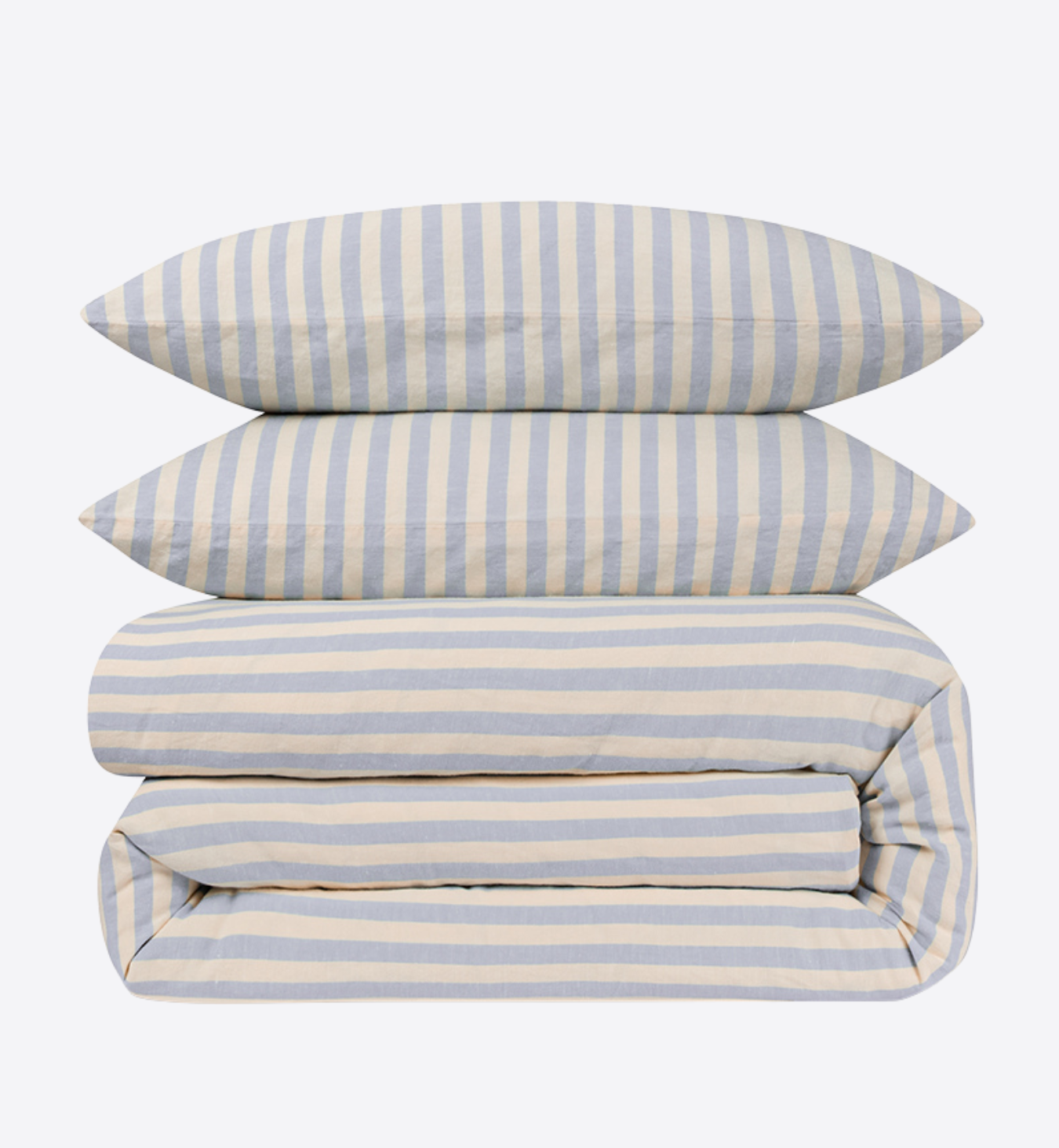 Coastal Blue Pembroke Stripe Linen Blend Duvet Cover