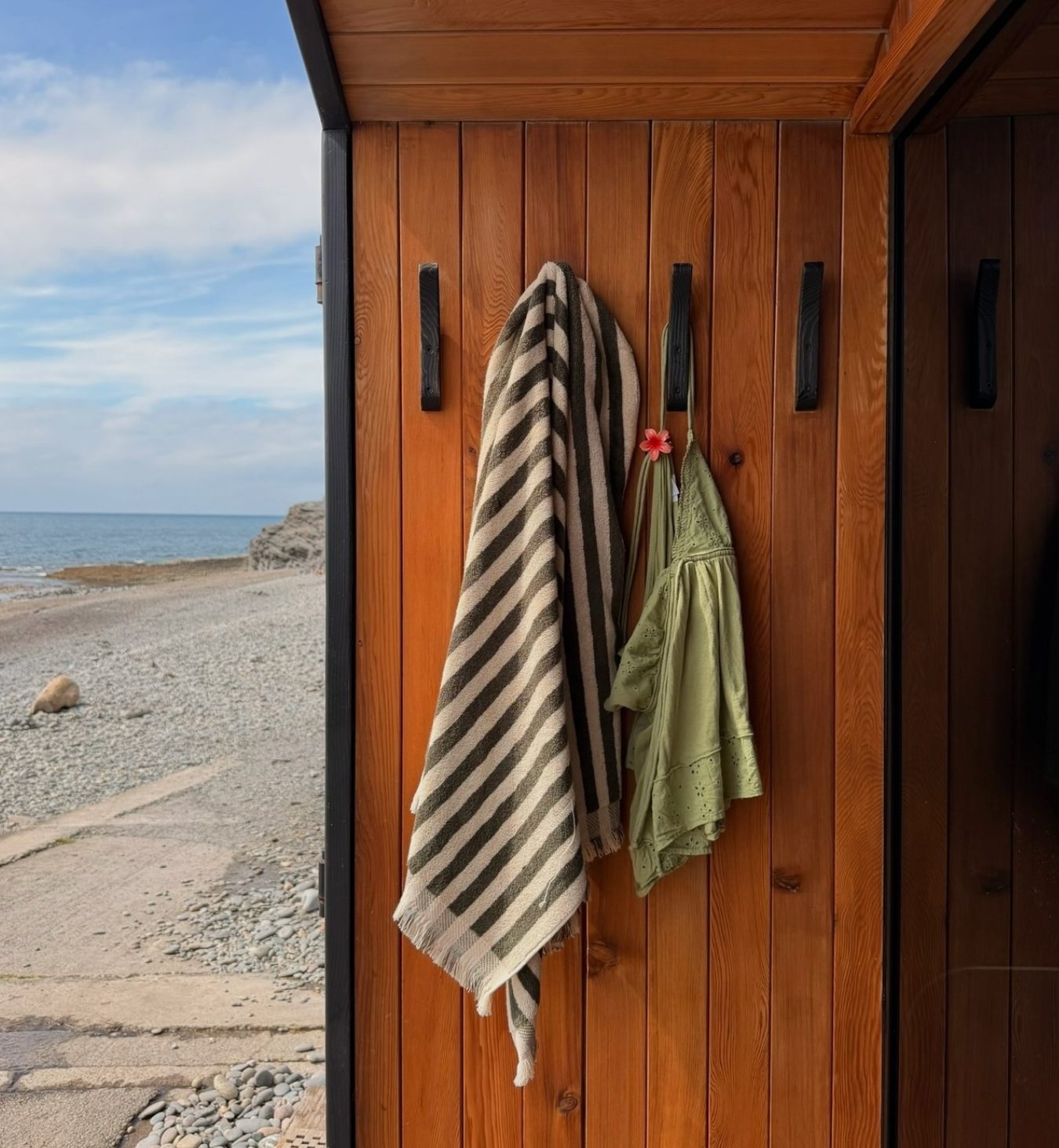 Olive Green Pembroke Stripe Cotton Towels