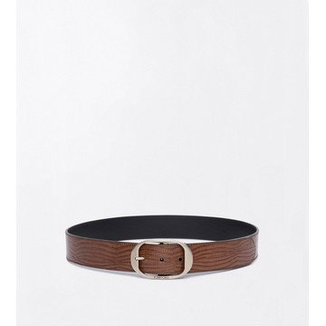 PRINTED TEJUS OVAL BUCKLE BELT: BROWN