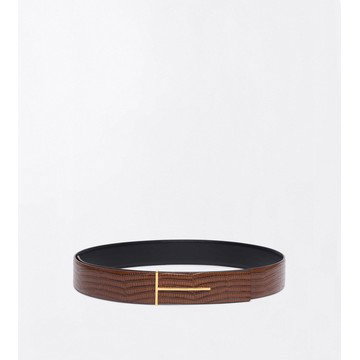 PRINTED TEJUS REVERSIBLE SLIM T BELT: BROWN