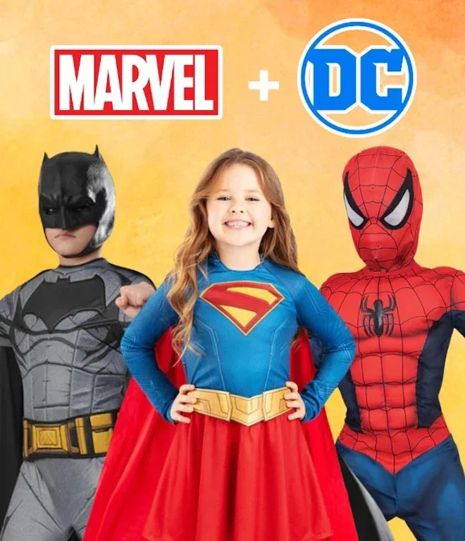 Marvel & DC Book Week Costumes. Click to shop the collection.