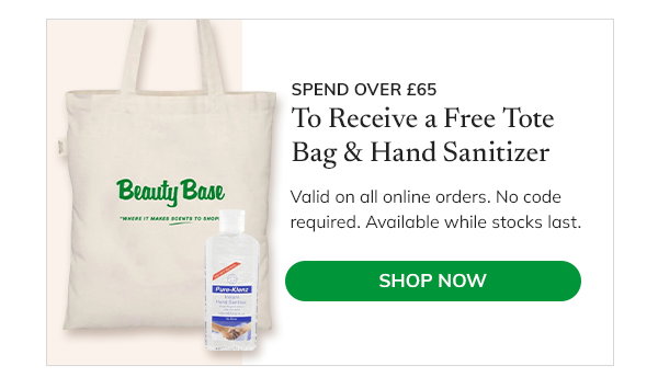 Spend over £65 to receive a free tote bag and hand sanitizer. Valid on all online orders. No code required. Available while stocks last. Shop now