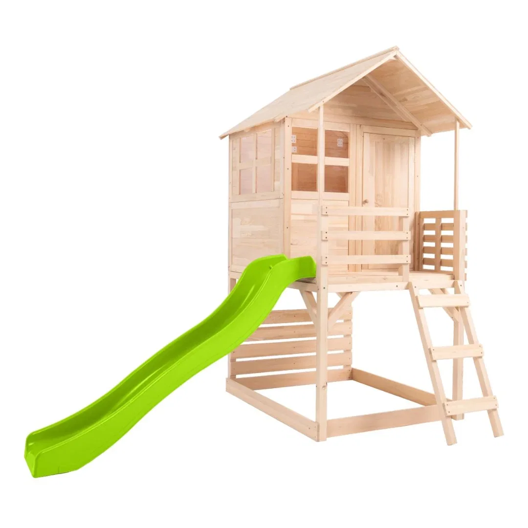 Image of Buttercup Cottage Wooden Playhouse with Verandah, 6ft Wavy Slide and Deck - FSC® certified
