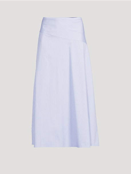 Angled-Yoke Maxi Skirt In Stripe Print