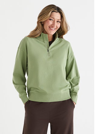 Quarter Zip Sweat - Green