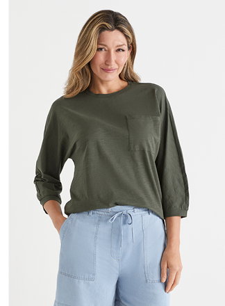 Slub 3/4 Dolman Sleeve Tee