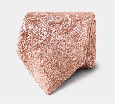 Peach Paisley Tie - 100% Silk