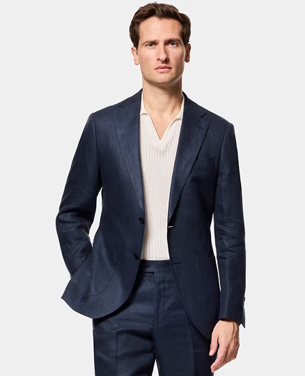 Slim Fit Navy Linen Suit