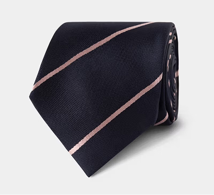Navy & Pink Stripe Repp Tie