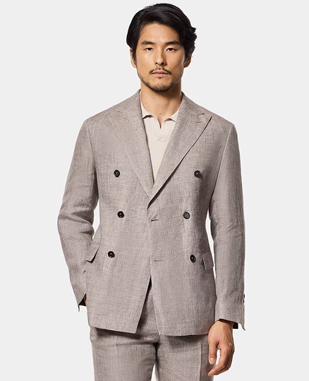 Tailored Fit Brown Mélange 1913 Linen Suit