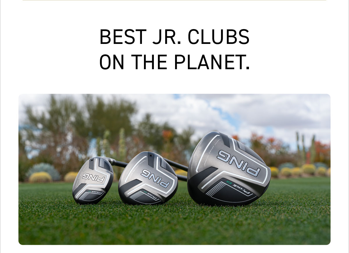 Lifestyle image of Prodi G clubs laying on grass on course. Best junior clubs on the planet. Click to shop.