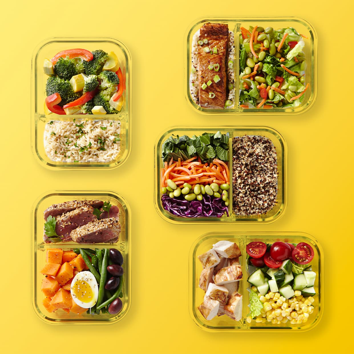 scene of food container in an open scene with different food contents