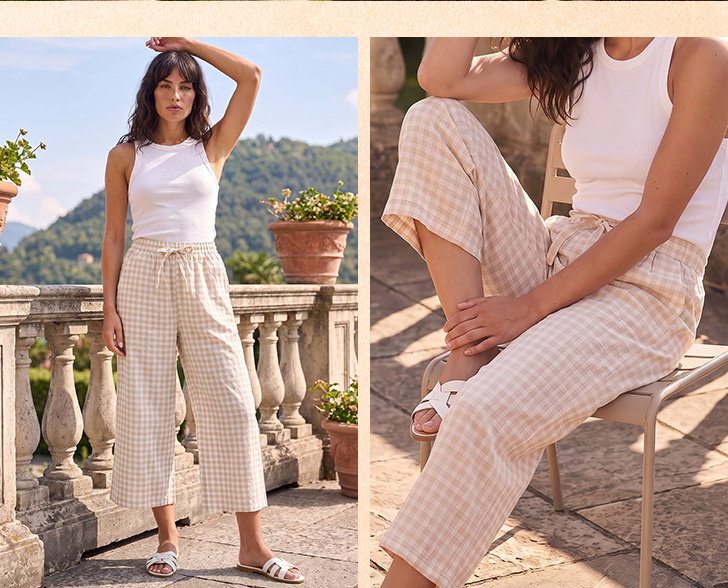 Gingham Crop Leg Trouser