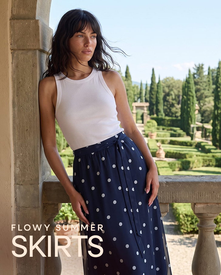 Polka Dot A-Line Belted Skirt