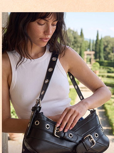 Baguette Shoulder Bag With Belt-Buckle Hardware